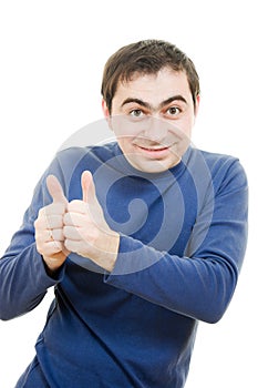 A successful man shows gesture okay