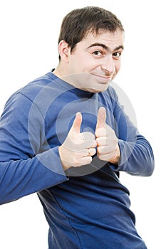 Successful man shows gesture okay