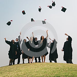 Successful Masters PHD Graduation College Concept photo