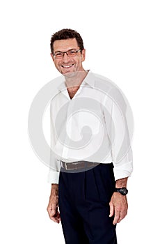 Successful selfconfident smiling adult businessman isolated photo