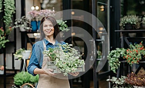 Successful small business in city, startup outdoor and urban gardening, outside