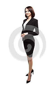 Successful smiling business woman isolated over white