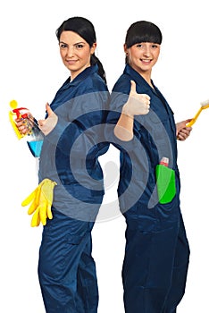 Successful team of cleaning women