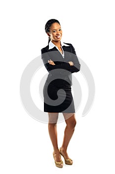 Successful young business woman with hands folded