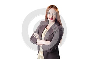 Successful young redhead business woman