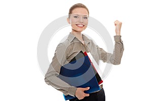 Successful young woman with documents