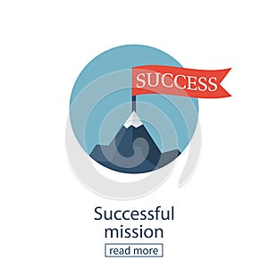 Successfull mission icon business concept.