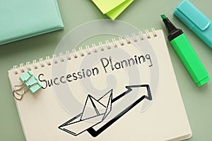 Succession planning is shown on the conceptual business photo using the text