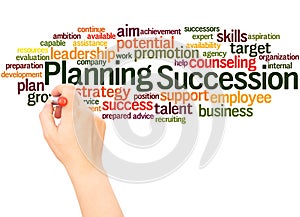 Succession Planning word cloud hand writing concept