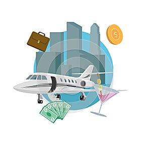 Successlull life vector illustration. Life of a wealth person picture