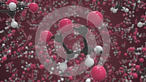 Succinic anhydride molecule, scientific molecular model, looping 3d animation