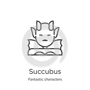 succubus icon vector from fantastic characters collection. Thin line succubus outline icon vector illustration. Outline, thin line