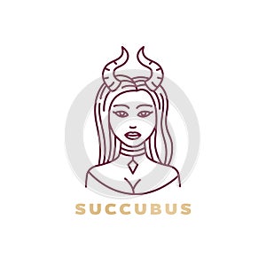 Succubus logo design, demon girl or enchantress photo