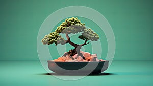 Succulent Bonsai Tree In Zbrush Style: Minimalist Desktop Wallpaper