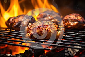 Succulent Chicken meat on grill. Generate Ai