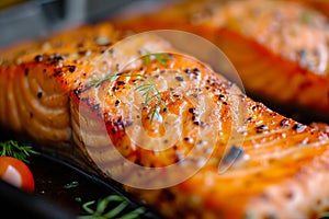 Succulent Grilled salmon food. Generate Ai