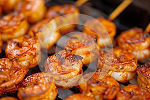 Succulent Grilled Shrimp Skewers with Barbecue Glaze - Perfect for Seafood Restaurants and Grilling Guides.
