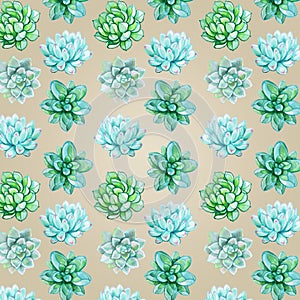 Succulent pattern on a biege background