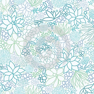 Succulent Plants Seamless Pattern Background