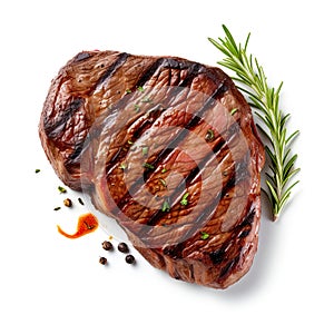 succulent steak isolated on a pristine white background.