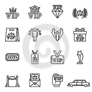 Very important person, VIP customer icons set with white background. Line style stock vector.