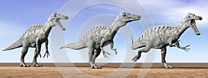 Suchomimus dinosaurs in the desert - 3D render