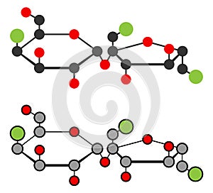 Sucralose artificial sweetener molecule. Used as sugar substitute