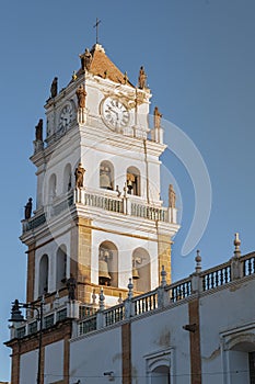 The Sucre Cathedral Metropolitan Cathedral of Sucre on Plaza 25 de Mayo square in Sucre, Bolivia