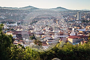 Sucre - July 21, 2017: Panorama of the old town of Sucre, Bolivia