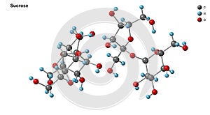 Sucrose Molecular Structure or Atomic Arrangement of Carbon Hydrogen and Oxygen Atoms in Sucrose