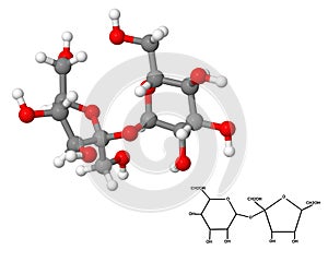 Sucrose molecule with chemical formula photo