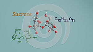 Sucrose sugar science molecule 3D render illustration