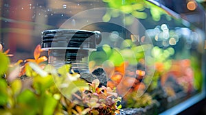 The suction cups on the heaters base securely fastening it to the glass wall of the aquarium photo
