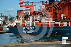 Suction Dredger ship. The Arco Dee at Shoreham.