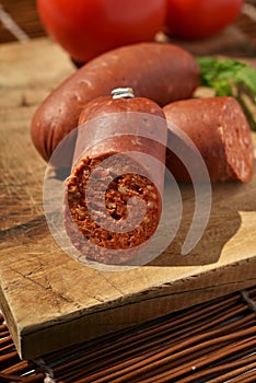 Sucuk on a cutting board