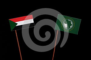 Sudan flag with African Union flag on black