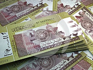 Sudan money. Sudanese pound banknotes. 2 SDG pounds bills. 3d illustration