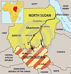 Súdán politická mapa 