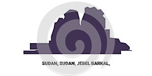 Sudan, Sudan, Jebel Barkal, travel landmark vector illustration
