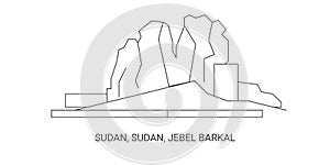 Sudan, Sudan, Jebel Barkal, travel landmark vector illustration