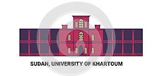 Sudan, University Of Khartoum, travel landmark vector illustration