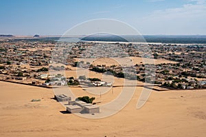 Sudanese town of Karima seen from Jebel Berkal photo