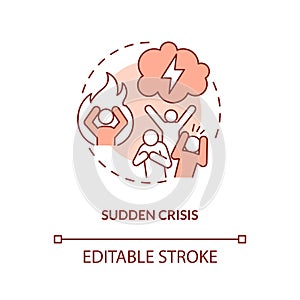 Sudden crisis red concept icon