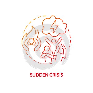 Sudden crisis red gradient concept icon