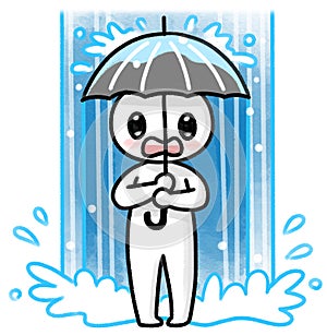 sudden torrential downpour, Illustration character expression of heavy rain, transparent PNG