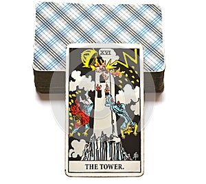 The Tower Tarot Card Sudden and unexpected change, upheaval, destruction, ruin, catastrophe photo
