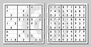 Sudoku with the answer. Vector game photo