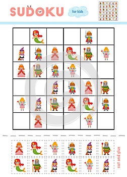 Sudoku for children, education game. Cartoon characters