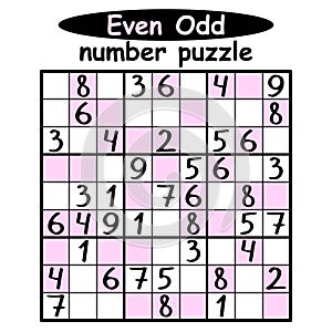 Sudoku with even and odd numbers vector illustration