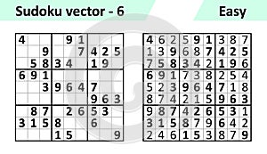 Sudoku game with answers. Simple vector design set